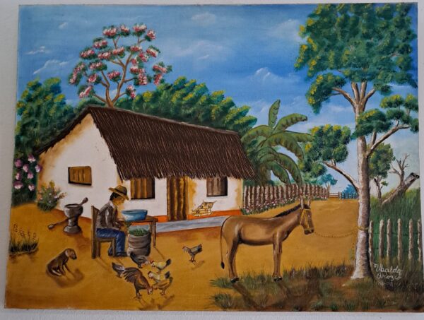 Cuadro decorativo paisaje vivienda rural