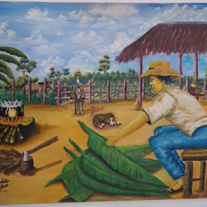 Cuadro decorativo campesino laborando.