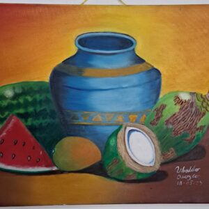 Cuadro decorativo jarrón y frutas
