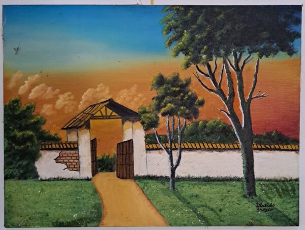 Cuadro decorativo entrada principal a casa finca