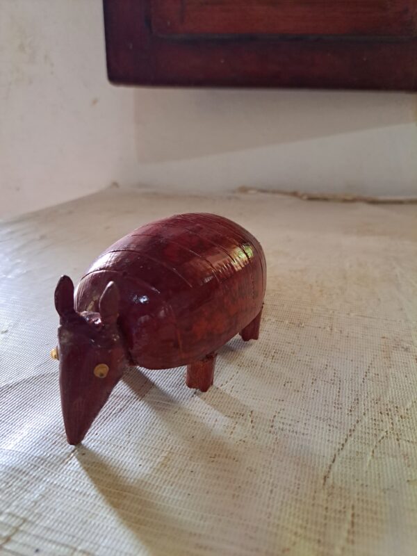 Armadillo tallado en madera y totumo